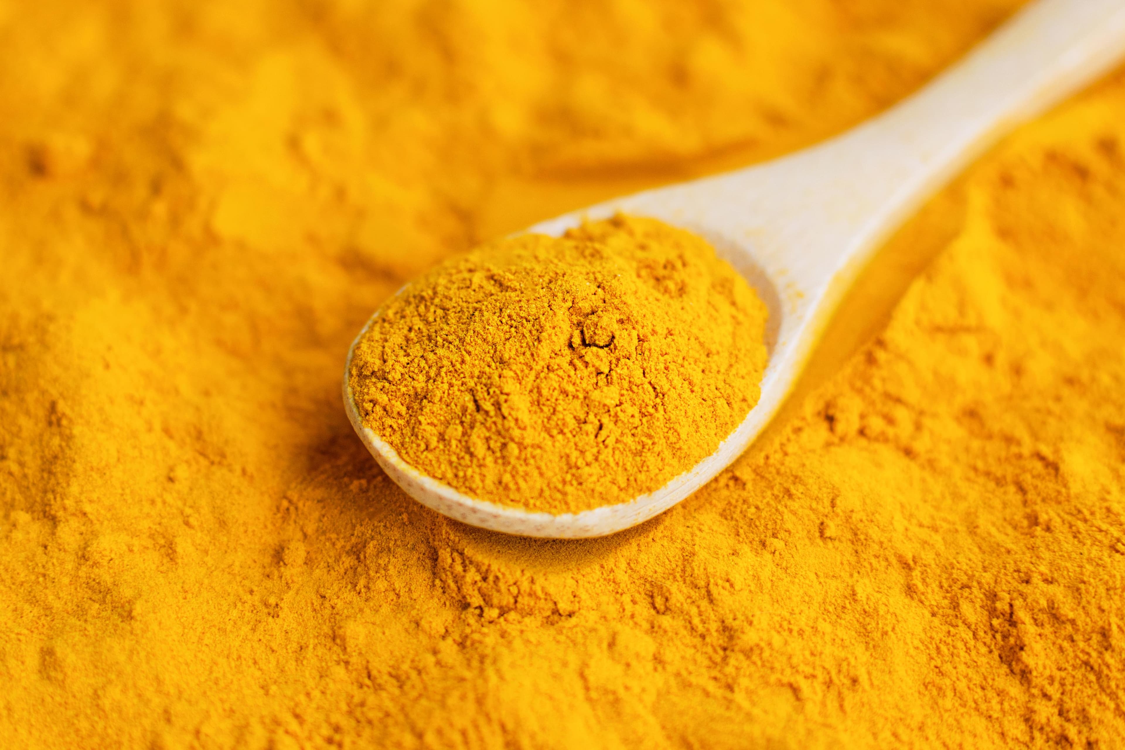 Bio Curcuma - cúrcuma pura Colher com cúrcuma em pó