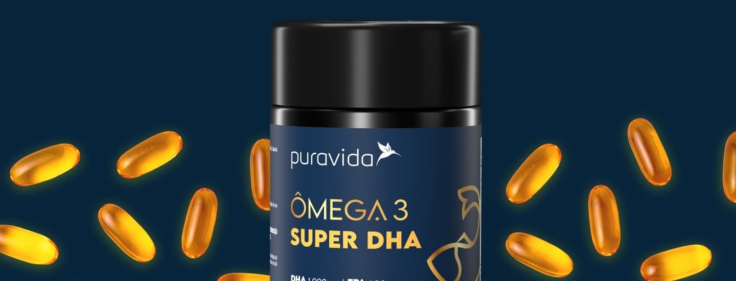 Frasco Ômega 3 Super DHA com cápsulas
