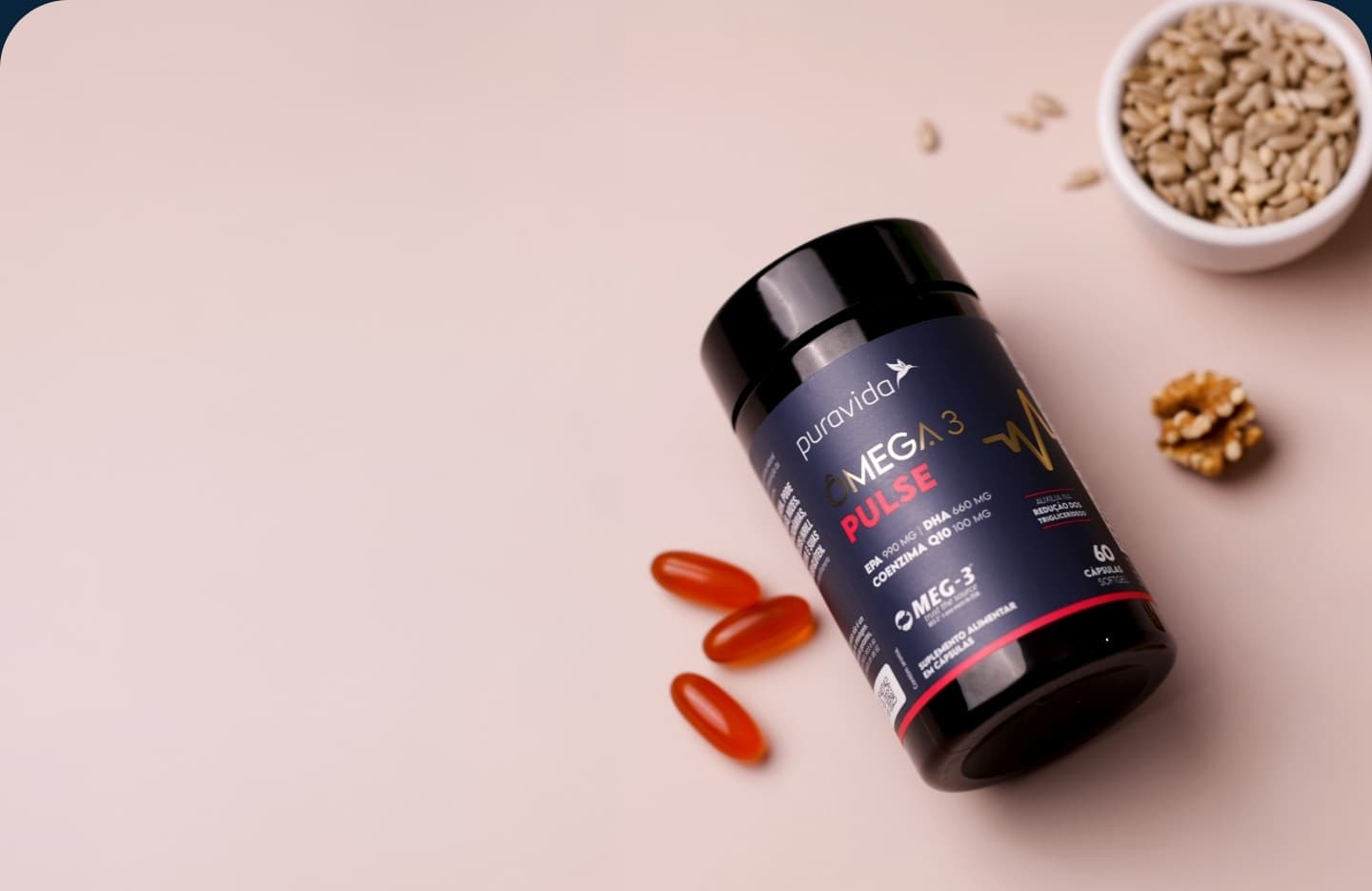 Ômega 3 Pulse e castanhas Ômega 3 Pulse e castanhas