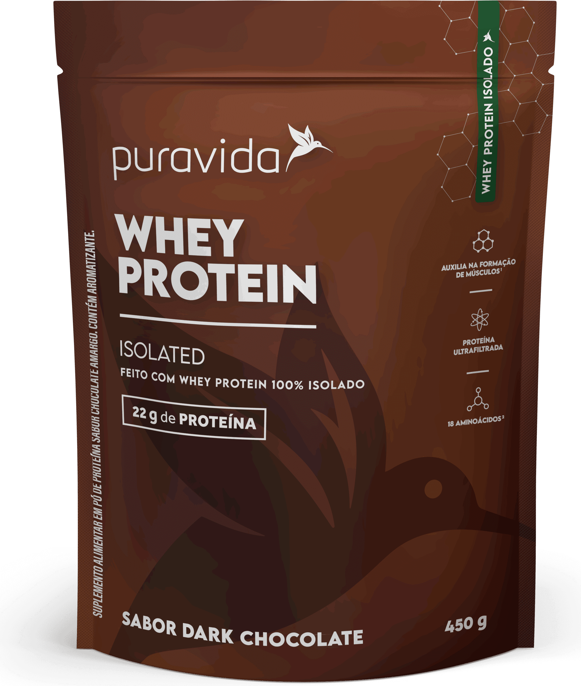 Whey Protein Isolado Puravida sabor Dark Chocolate
