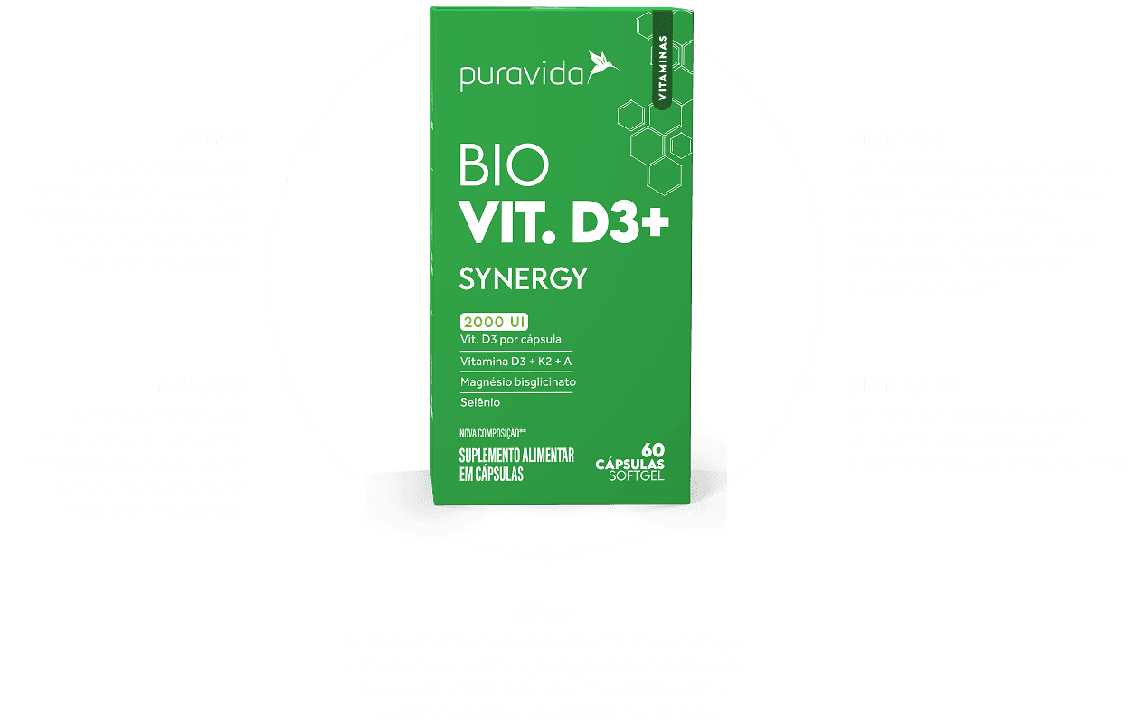 Ativos em sinergia Ativos da fórmula do Bio Vit D3+ Synergy